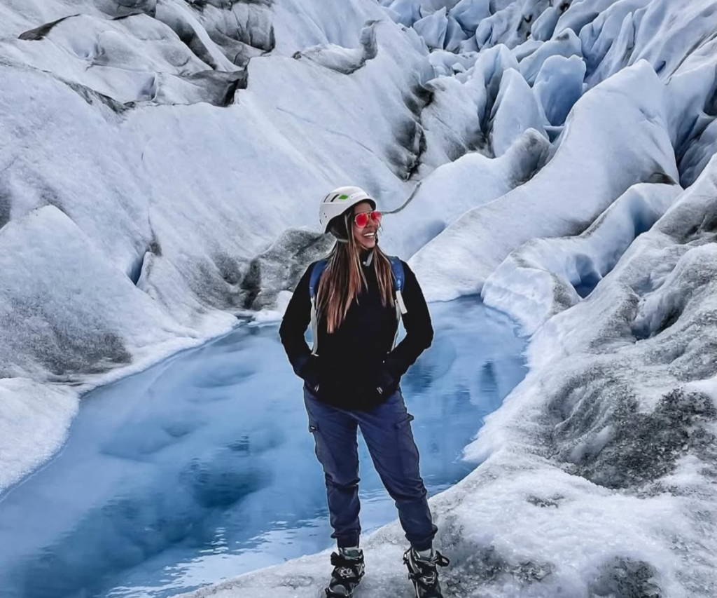 A traveler exploring the massive