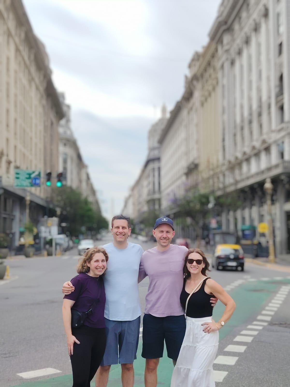 John, Erin, and friends on a customized city tour exploring the iconic architecture of Buenos Aires.