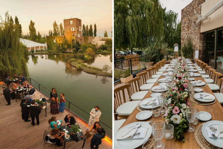 Lujan de Cuyo wedding venue surrounded by trees and water