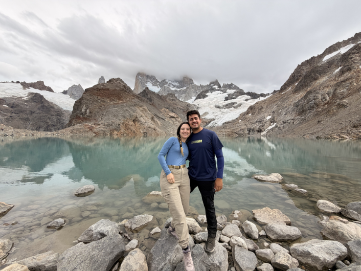 Founders scouting the Laguna de los Tres trail to design custom bespoke high-end journeys.